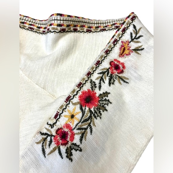 Sundance Off White Embroidered Long Sleeve 1/2 Button Cotton Size Small - Picture 3 of 7
